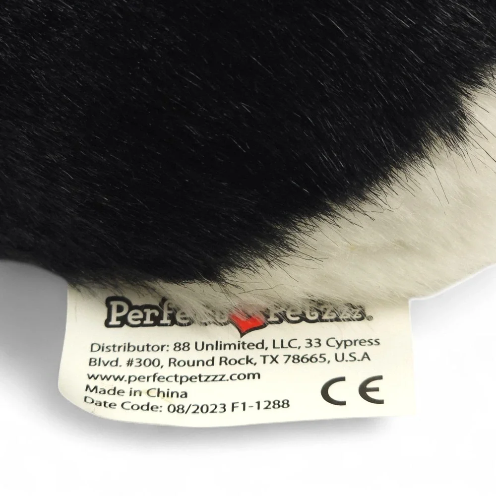 Perfect Petzzz Border Collie Breathing Puppy Sleeping Plush Toy Black White Dog